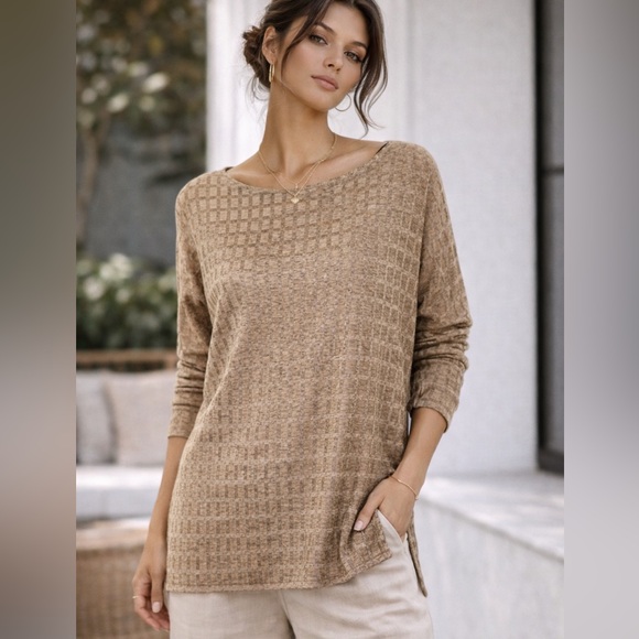 Zara Tops - Zara Textured Y2K Knit Top – Neutral Taupe resort wear Size S